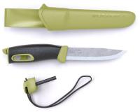 Нож Morakniv Companion Spark, с огнивом, нержавеющая сталь, рукоять-TPE, зелёный (13570)