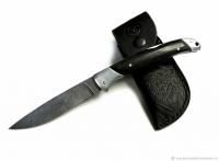 Нож складной Капитан из дамасской стали, рукоять венге и дюраль, замок Back-Lock, поясной чехол