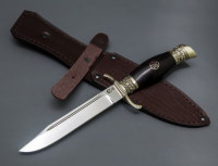 Нож Разведчик из стали Х12МФ, рукоять чёрный граб, литьё мельхиор "Звезда" (65904)