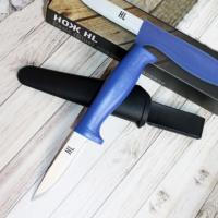 Нож туристический HL VT289 Basic Blue сталь 5Cr15MoV, клинок 9 см, рукоять синий полипропилен, чёрные ножны 