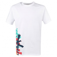 Футболка с принтом Автоматы; белая; 100% хлопок; размер XL (ОТК001425)