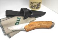 Нож фермерский Helle FIRE HE190 сталь TLS, фигурная рукоять из карельской берёзы, фултанг, темлячная дырка, карабин