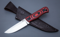 Нож Соболь из стали Х12МФ, цельнометаллическая рукоять, чёрно-красный G10 (66272)