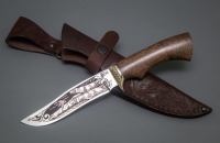 Нож Князь кованый из стали 95х18, клинок с гравировкой, рукоять венге, литьё мельхиор (65932)