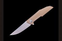 Нож складной Вектор сталь Х12МФ, рукоять песочный G10, замок Liner-Lock, клинок Стоунвош