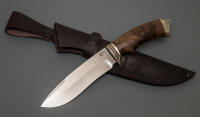 Нож Скиф из стали D2, рукоять ореховый кап, литьё мельхиор (65753)