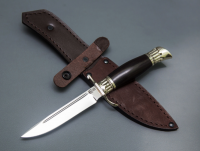 Нож НКВД из стали Х12МФ, рукоять чёрный граб, литьё мельхиор "Патрон" (65902)