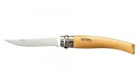 Нож филейный складной Opinel Slim Beech Effile №8 клинок 8 см, нержавеющая сталь Sandvik 12C27, рукоять бук, Viroblock (002558)