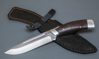 Нож Путник Шкуросъём кованый из стали Х12МФ, цельнометаллическая рукоять венге, дюраль (7806)