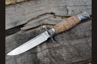 Нож Авторская Финка НКВД сталь Х12МФ, рукоять стабилизированная карельская берёза, авторское литьё мельхиор