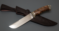 Нож Варяг из стали D2, рукоять ореховый кап, литьё мельхиор (65750)