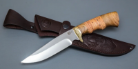 Нож Легионер из стали 65х13, рукоять береста/орех, литьё латунь (202)