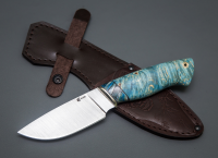 Нож Разделочный из стали М390, рукоять мельхиор, стабизированные зуб мамонта и кап клёна (65925)