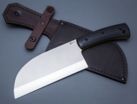 Нож мясной Сербский сталь 95х18, ц/м рукоять, чёрный G10 с жёлтым спейсером, чехол (66252)