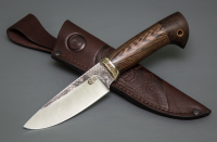 Нож Сокол из кованой стали 95х18, со следами ковки на обухе, рукоять венге, литьё мельхиор (65942)