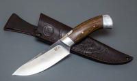 Нож Кайман Шкуросъём со следами ковки из стали Х12МФ, цельнометаллическая рукоять венге, дюраль (7706)