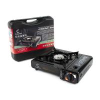 Плита газовая настольная "СЛЕДОПЫТ - Black" с переходником (PF-GST-N10)