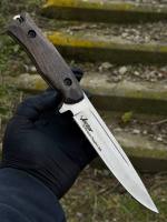 Нож тактический "Вектор" сталь AUS-8, рукоять фултанг граб, клинок галтовка, кожа