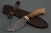 Нож Разделочный алмазная сталь ХВ-5, рукоять стабилизированный кап ореха, притин мельхиор (66003)