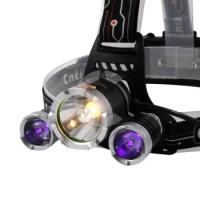 Фонарь налобный Сибирский Следопыт "Fisher" 1 LED Warm +2 LED UV, аккумулятор 220В (2х18650 Li-Lon) (PF-PFL-HL54)