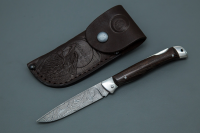 Нож складной Капрал из дамасской стали, рукоять венге и дюраль, замок Back-Lock, поясной чехол (66110)