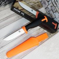 Нож туристический HL VT204 Universal Black+Orange сталь 5Cr15MoV, клинок 10 см, рукоять чёрный+оранжевый полипропилен, оранжевые ножны