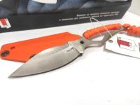 Нож - шейник скелетного типа "Гадёныш" 1-ый Цех сталь №690 Bohler, рукоять оранжевый паракорд с бусиной, ножны кайдекс