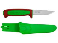 Нож Morakniv Basic 511 (C) Limited Edition 2024, универсальный/строительный, углеродистая сталь, рукоять-полипропилен, красный с зелёными вставками Ivy Green / Dala Red (14281)