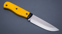 Нож Соболь из стали D2, клинок "Линза", цельнометаллическая рукоять, жёлтый G10, ножны Kydex (66265)
