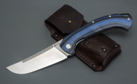 Нож складной Узбекский из стали AUS-10, рукоять чёрно-синяя G10, Liner-Lock (65959)