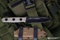 Нож с фиксированным клинком N.C. Custom Parachuter сталь AUS-10 BSW, рукоять G10 Tan, ножны Kydex