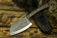 Нож мясной Тяпка №5 сталь 95х18, цельнометаллическая рукоять венге, обух со следами ковки