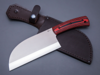 Нож мясной Сербский сталь 95х18, ц/м рукоять, красно-чёрный G10, чехол (66256)