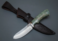 Нож Кречет из стали D2, рукоять стабилизированная карельская берёза, литьё мельхиор (31125)