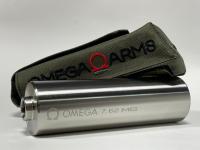 Газоразгруженный закрытый ДТК MG Ultra проточного типа OMEGA-7 для АК-74/Сайга кал.7.62 - нерж., L-160мм, п/п d-45мм, консол. размещ. 24х1,5R усилен.зубчат.трещотка 