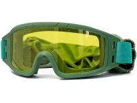 Маска стрелковая ShotTime Puma, защитная, зелёная, линза желтая  (GST-037-AG-Y)