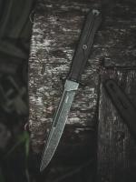 Нож с фиксированным клинком Mr.Blade Leshiy серрейторный клинок, сталь AUS-8, Black StoneWash, рукоять Elastron BK (MB390-BSW/BK-SERR)