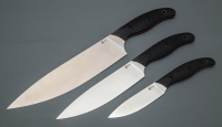 Набор кухонных ножей 3-ёх предметный "Патриот-1" сталь 95х18, ц/м рукояти, чёрный G10 (65960)