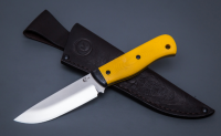 Нож Соболь из стали D2, цельнометаллическая рукоять, жёлтый G10 (66264)