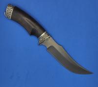 Нож с фиксированным клинком Соломон сталь Булат, рукоять морёный граб, литьё мельхиор (01202)