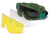 Маска стрелковая ShotTime Puma защитная зелёная, комплект с 3 линзами (GST-037-AG-K)