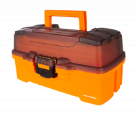 Ящик Plano для приманок и аксессуаров с 2-уровневой системой хранения, 2 отделения на крышке, цвет дымчатый/оранжевый (PLAMT6221)
