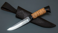 Нож Оса кованый из стали Х12МФ, наборная рукоять из бересты и чёрного граба (8907)