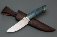 Нож Кайман из стали PGK, рукоять стабилизированная карельская берёза, притин мельхиор (65819)