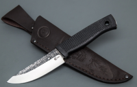 Нож Кайман из кованной стали Х12МФ, следы ковки, рукоять чёрный Elastron (66151)