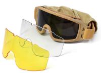 Маска стрелковая ShotTime Puma, защитная, хаки, комплект с 3 линзами (GST-037-KH-K)