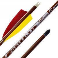 Стрела лучная карбон под дерево Centershot Grizzly 500 натуральное оперение 4"