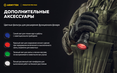 Фонарь тактический Armytek Predator Pro Max Белый свет / 3000 люменов / до 590 м / 1х21700 Li-Ion (F08201C)