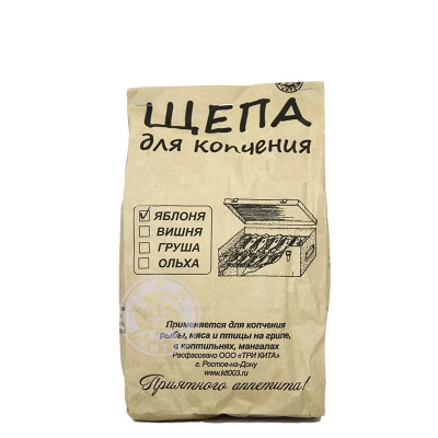 Щепа для копчения "Три Кита" Яблоня, пакет 400гр., 3 дм³ (013.2384)