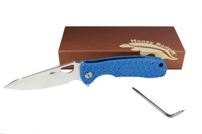 Нож складной Honey Badger Leaf Large сталь D2, рукоять голубая FRN (HB1383) 